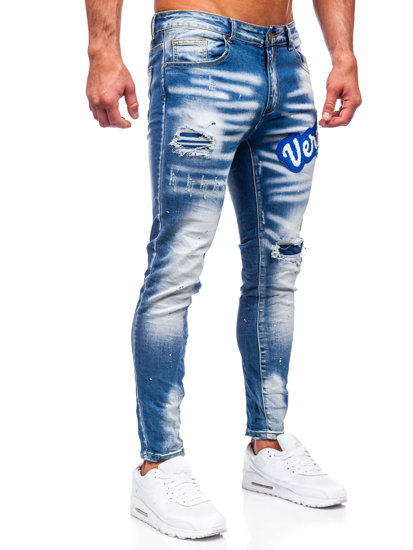 Pantaloni in jeans slim fit da uomo blu Bolf BC1068