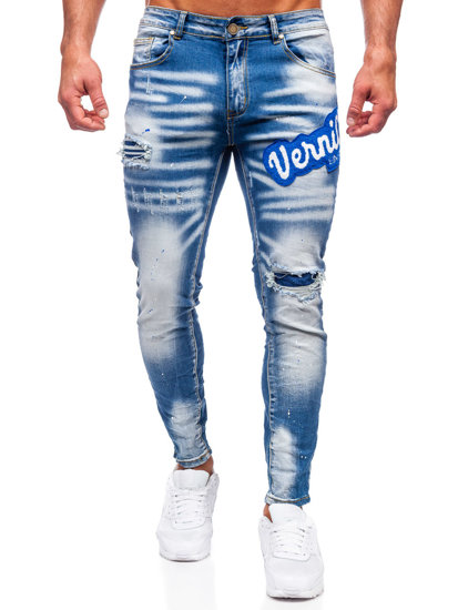 Pantaloni in jeans slim fit da uomo blu Bolf BC1068