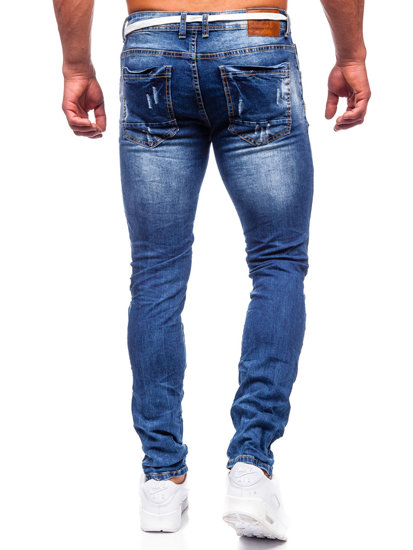 Pantaloni in jeans slim fit da uomo blu Bolf E7789