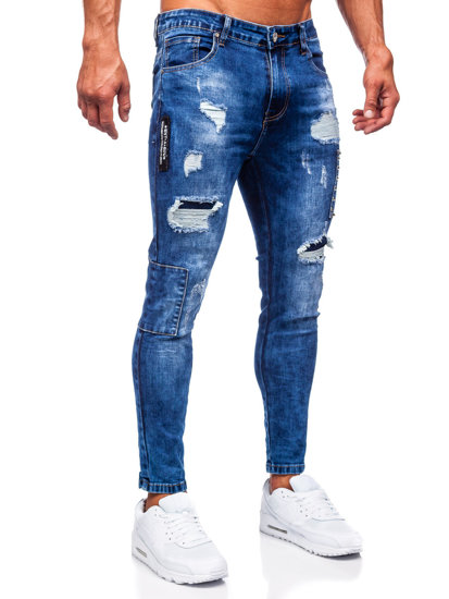 Pantaloni in jeans slim fit da uomo blu Bolf TF249