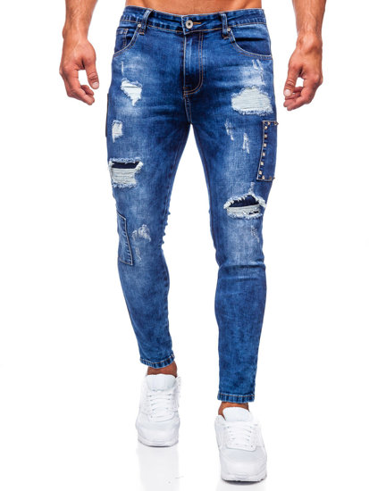 Pantaloni in jeans slim fit da uomo blu Bolf TF249