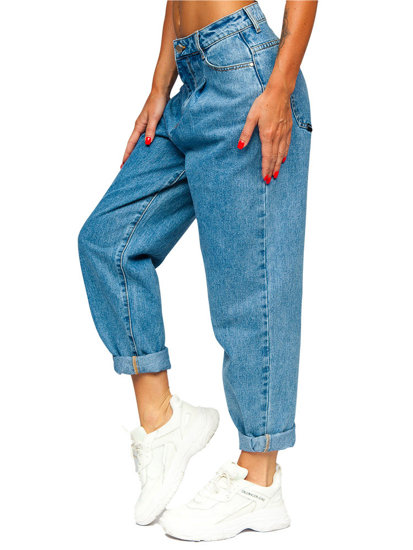 Pantaloni in jeans slouchy da donna azzurri Bolf BS586