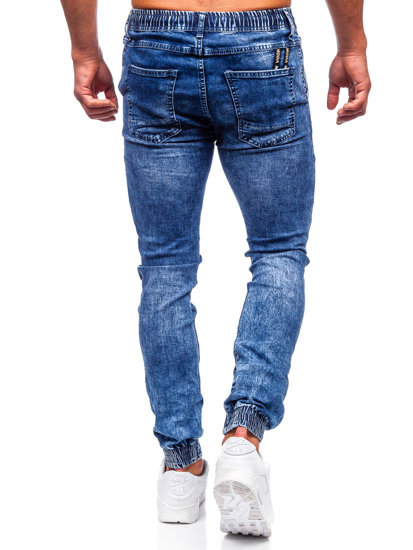 Pantaloni in jeans tipo jogger da uomo blu Bolf TF125