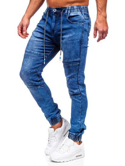 Pantaloni in jeans tipo jogger da uomo blu Bolf TF132