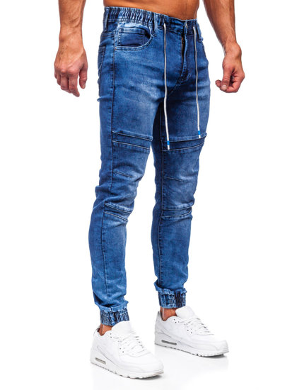 Pantaloni in jeans tipo jogger da uomo blu Bolf TF132