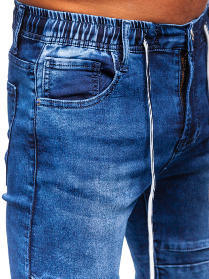 Pantaloni in jeans tipo jogger da uomo blu Bolf TF132