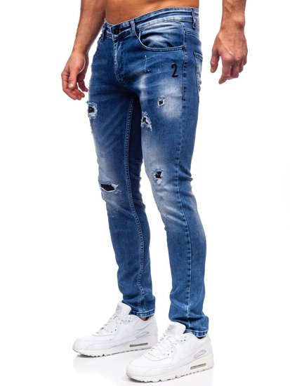 Pantaloni in jeans tipo regular fit da uomo blu Bolf 4002