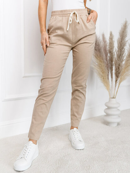 Pantaloni in tessuto da donna beige Bolf W7831