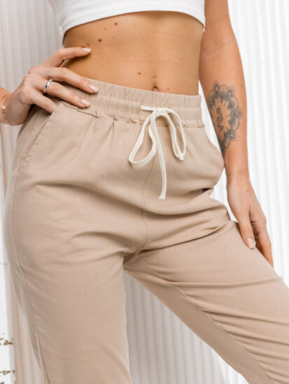 Pantaloni in tessuto da donna beige Bolf W7832