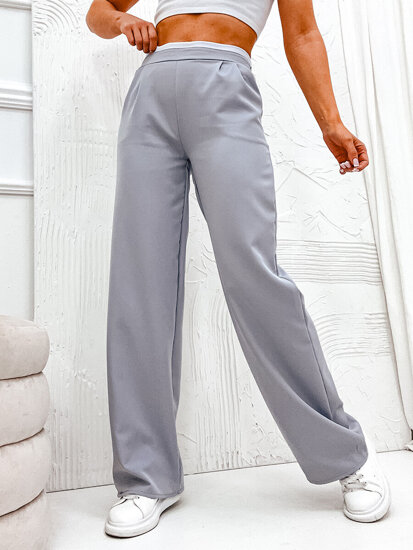 Pantaloni in tessuto da donna grigio Bolf 8274