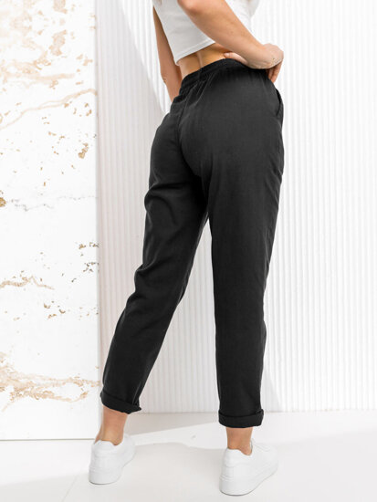 Pantaloni in tessuto da donna nero Bolf W7832