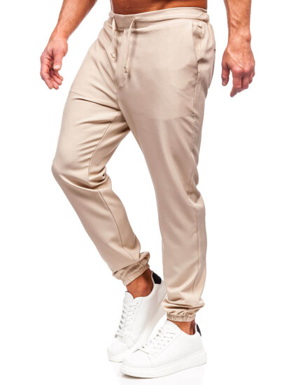 Pantaloni in tessuto jogger da uomo beige Bolf 0065