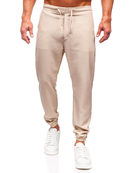 Pantaloni in tessuto jogger da uomo beige Bolf 0065