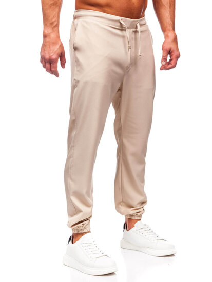 Pantaloni in tessuto jogger da uomo beige Bolf 0065