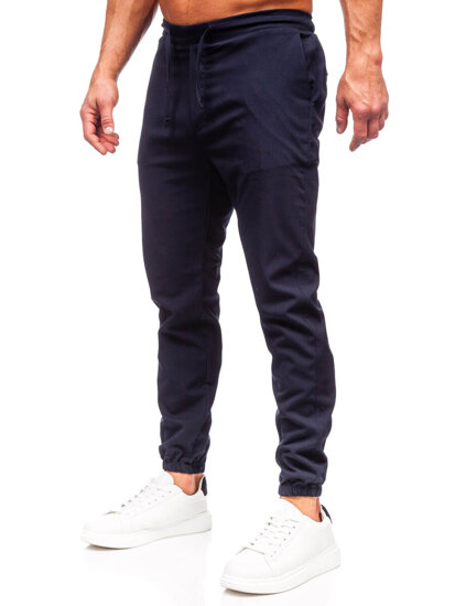 Pantaloni in tessuto jogger da uomo blu inchiostro Bolf 0065