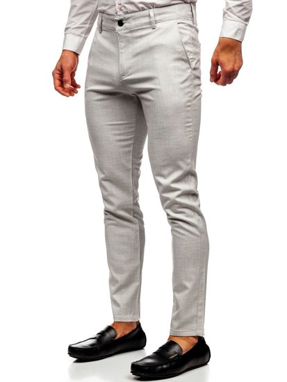 Pantaloni in tessuto tipo chino da uomo beige Bolf 0015