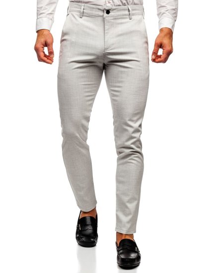 Pantaloni in tessuto tipo chino da uomo beige Bolf 0015