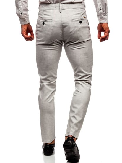 Pantaloni in tessuto tipo chino da uomo beige Bolf 0015