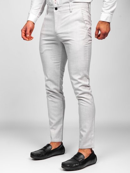 Pantaloni in tessuto tipo chino da uomo beige Bolf 0015