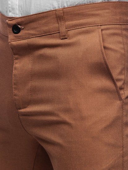 Pantaloni in tessuto tipo chino da uomo marroni Bolf 0017