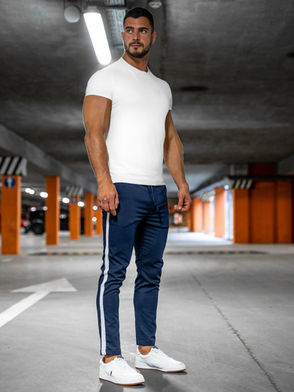 Pantaloni in tessuto tipo jogger da uomo blu Bolf 0013