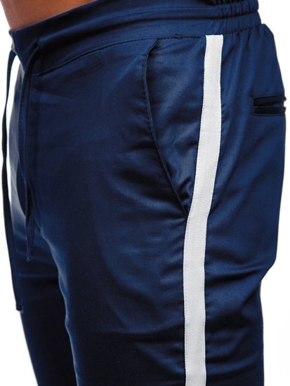 Pantaloni in tessuto tipo jogger da uomo blu Bolf 0013