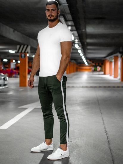 Pantaloni in tessuto tipo jogger da uomo khaki Bolf 0013