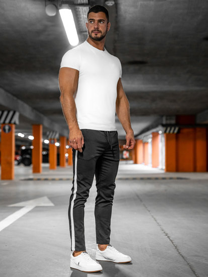 Pantaloni in tessuto tipo jogger da uomo neri Bolf 0013