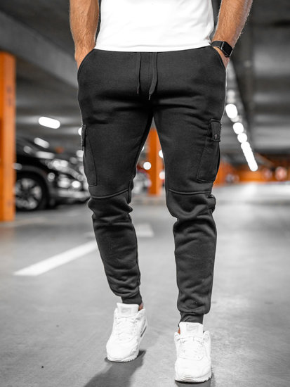 Pantaloni in tuta tipo cargo da uomo neri Bolf JX325A