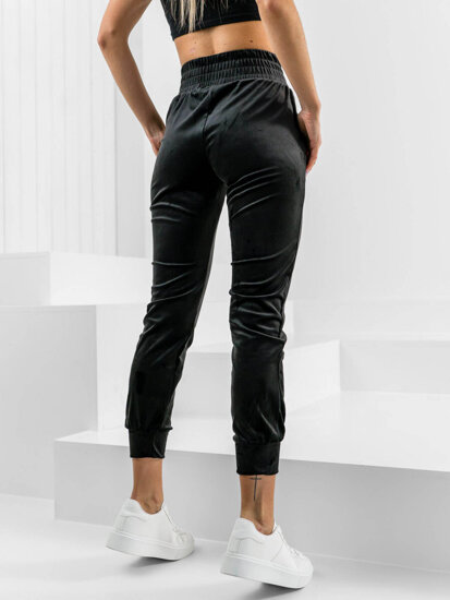 Pantaloni in velluto da tuta da donna nero Bolf W7685