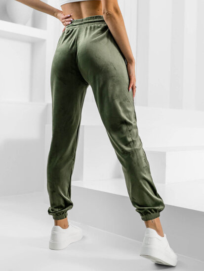 Pantaloni in velluto da tuta da donna verde Bolf HL241