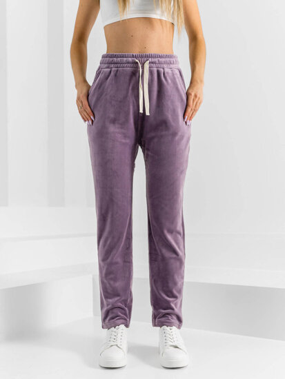 Pantaloni in velluto da tuta da donna viola Bolf W7626