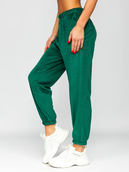 Pantaloni in velluto di tuta da donna verdi Bolf 3840