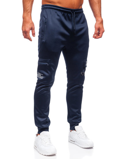 Pantaloni isolati cargo tipo jogger da uomo blu Bolf HW2206