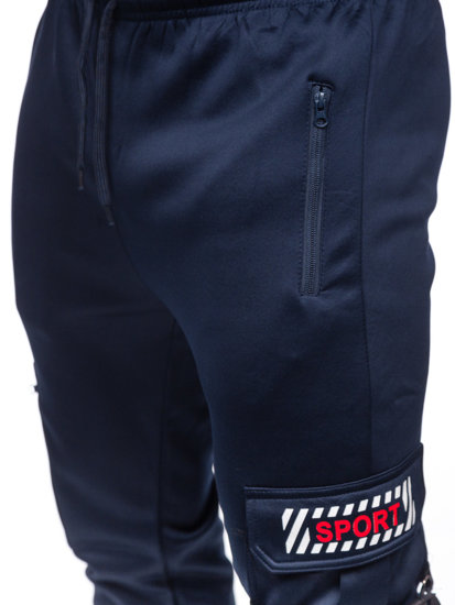 Pantaloni isolati cargo tipo jogger da uomo blu Bolf HW2206