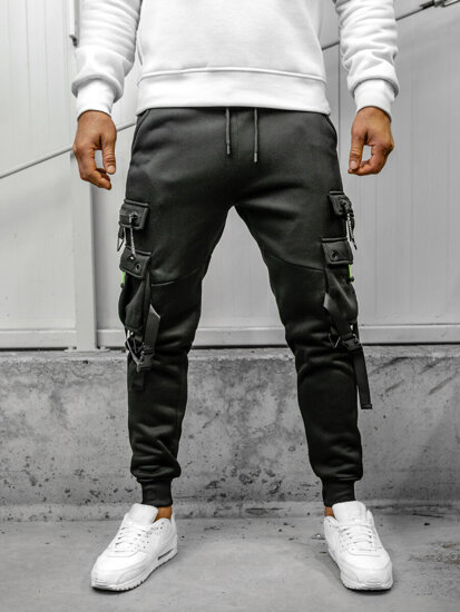 Pantaloni jogger da tuta cargo da uomo nero Bolf HSS015A