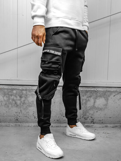 Pantaloni jogger da tuta cargo da uomo nero Bolf HSS017A