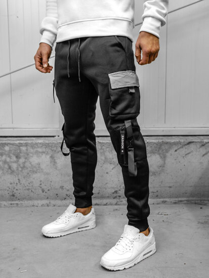 Pantaloni jogger da tuta cargo da uomo nero Bolf HSS020A