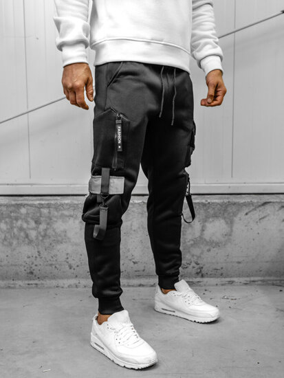 Pantaloni jogger da tuta cargo da uomo nero Bolf HSS020A