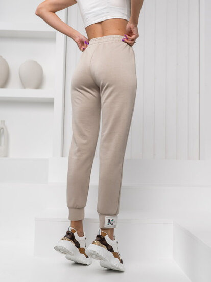 Pantaloni jogger da tuta da donna beige Bolf W7803