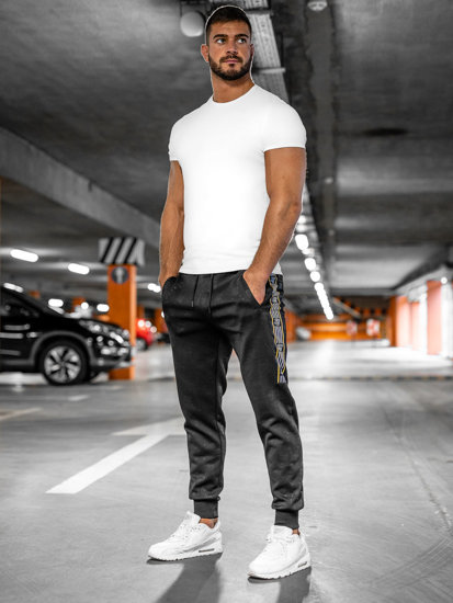 Pantaloni jogger da uomo neri Bolf HM386