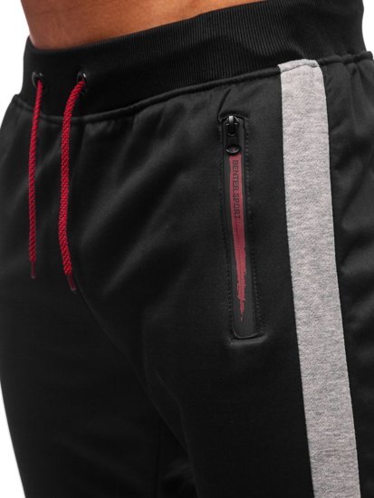 Pantaloni jogger da uomo nero-grigi Bolf K50003