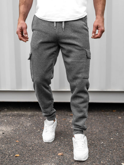 Pantaloni jogger di tuta tipo cargo da uomo grigi Bolf JX8715B