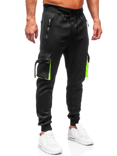 Pantaloni jogger di tuta tipo cargo da uomo neri Bolf 8K1116