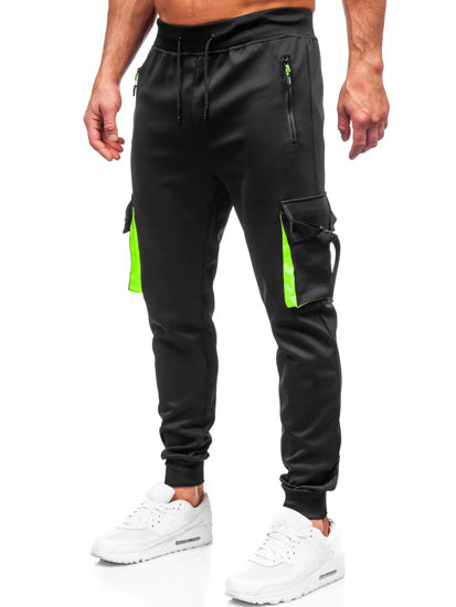 Pantaloni jogger di tuta tipo cargo da uomo neri Bolf 8K1116