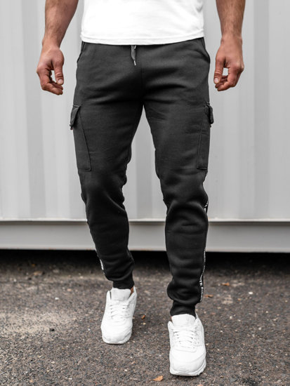 Pantaloni jogger di tuta tipo cargo da uomo neri Bolf JX8715B