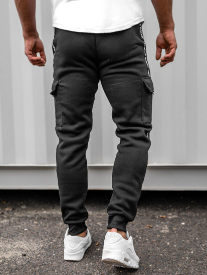 Pantaloni jogger di tuta tipo cargo da uomo neri Bolf JX8715B