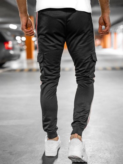 Pantaloni jogger di tuta tipo cargo da uomo neri Bolf YLB88018A