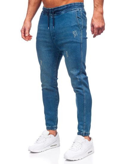 Pantaloni jogger in jeans da uomo blu Bolf 0028