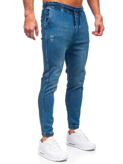 Pantaloni jogger in jeans da uomo blu Bolf 0028